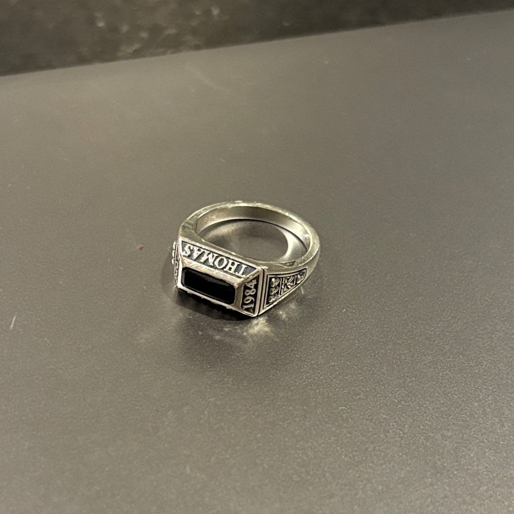 Thomas Sabo Sterling Silver Men's Ring with Black Stone